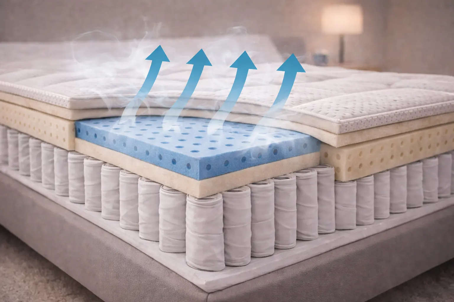 Nefes alabilen yatak katman yapısını gösteren görsel