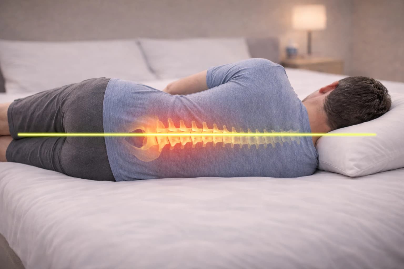 Doğru omurga hizasını gösteren yatak görseli