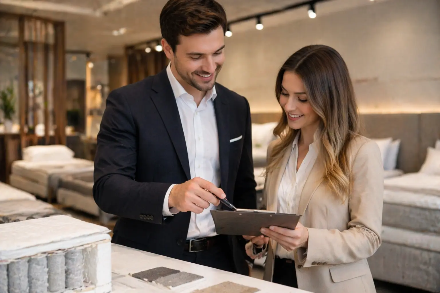 Otel projesi için yatak seçimini gösteren görsel