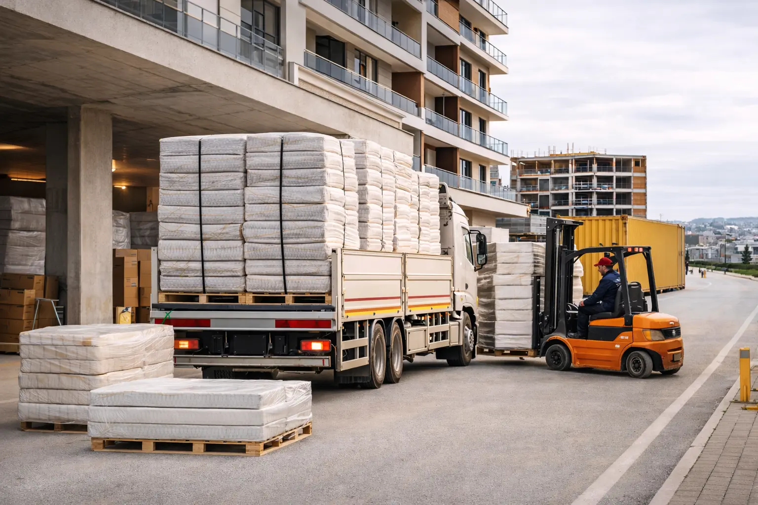 Toplu yatak teslimatı ve proje bazlı sevkiyatı gösteren görsel