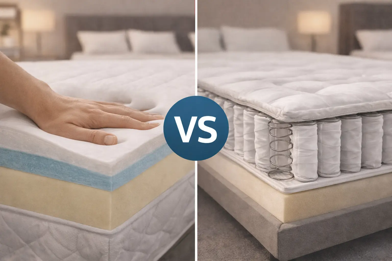 Visco ve yaylı yatak karşılaştırmasını temsil eden kapak görseli